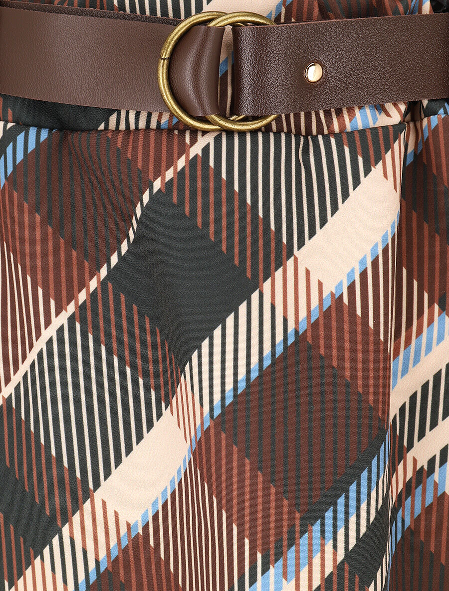 Jupe longue imprimé carreaux - Camel - 3