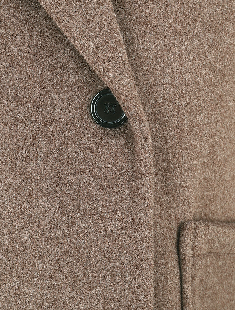 Manteau long uni style feutre - Marron chiné - 3