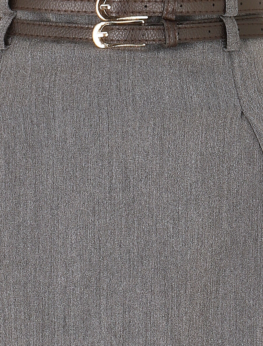 Jupe longue uni à double passants - Gris - 3