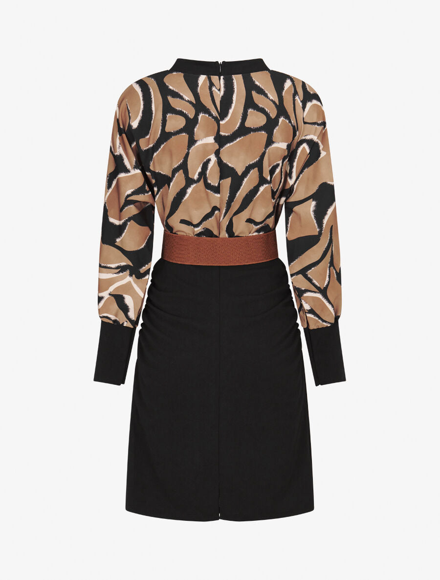 Robe moulante à buste imprimé graphique - Noir - 2