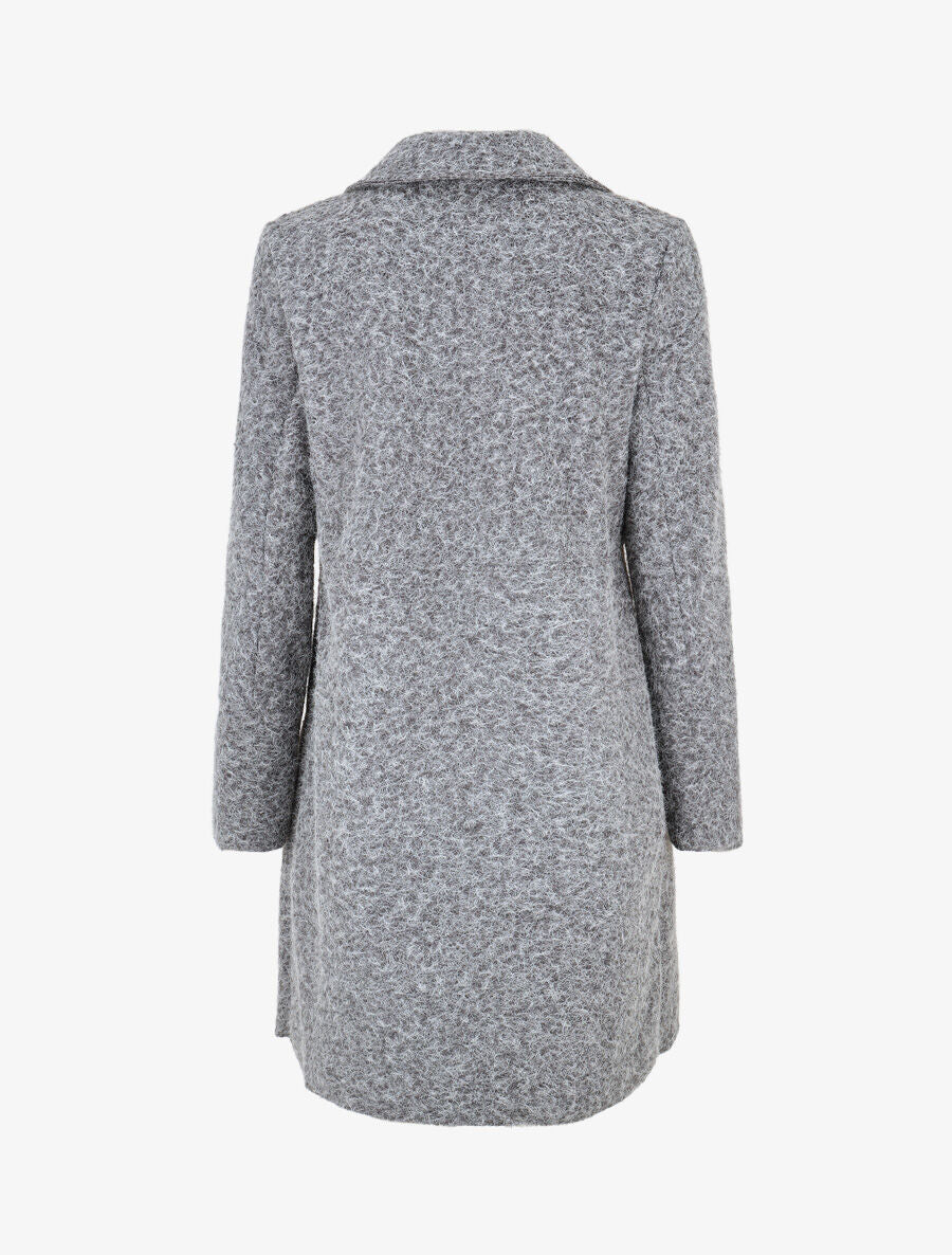 Manteau long uni duveteux - Gris - 2