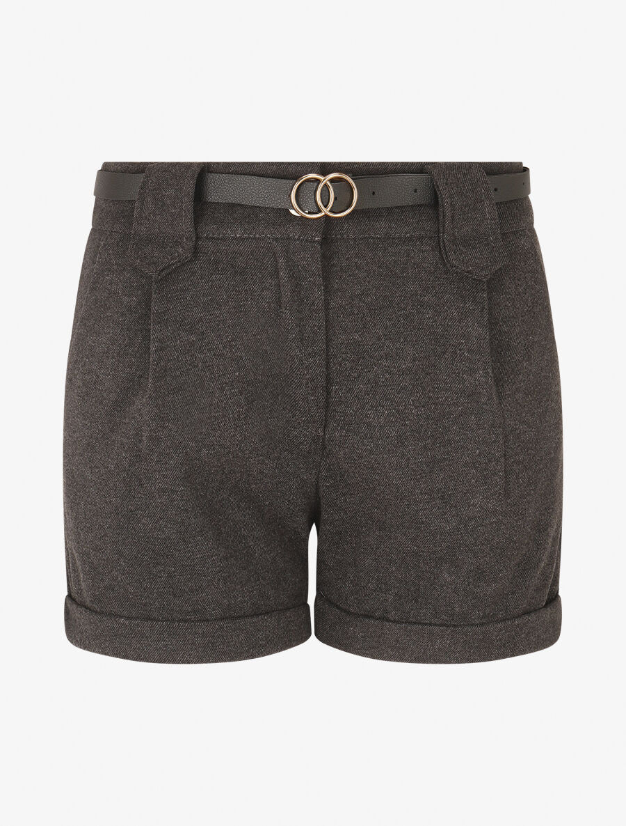 Short épais ceinturé à revers - Anthracite - 1