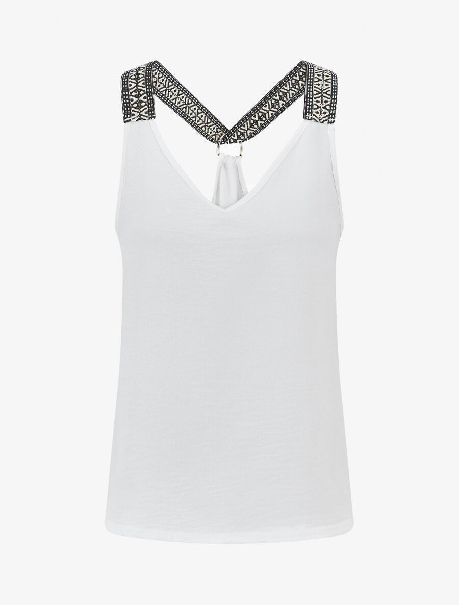 Top droit dos nageur et bretelles fantaisies - Blanc - 1