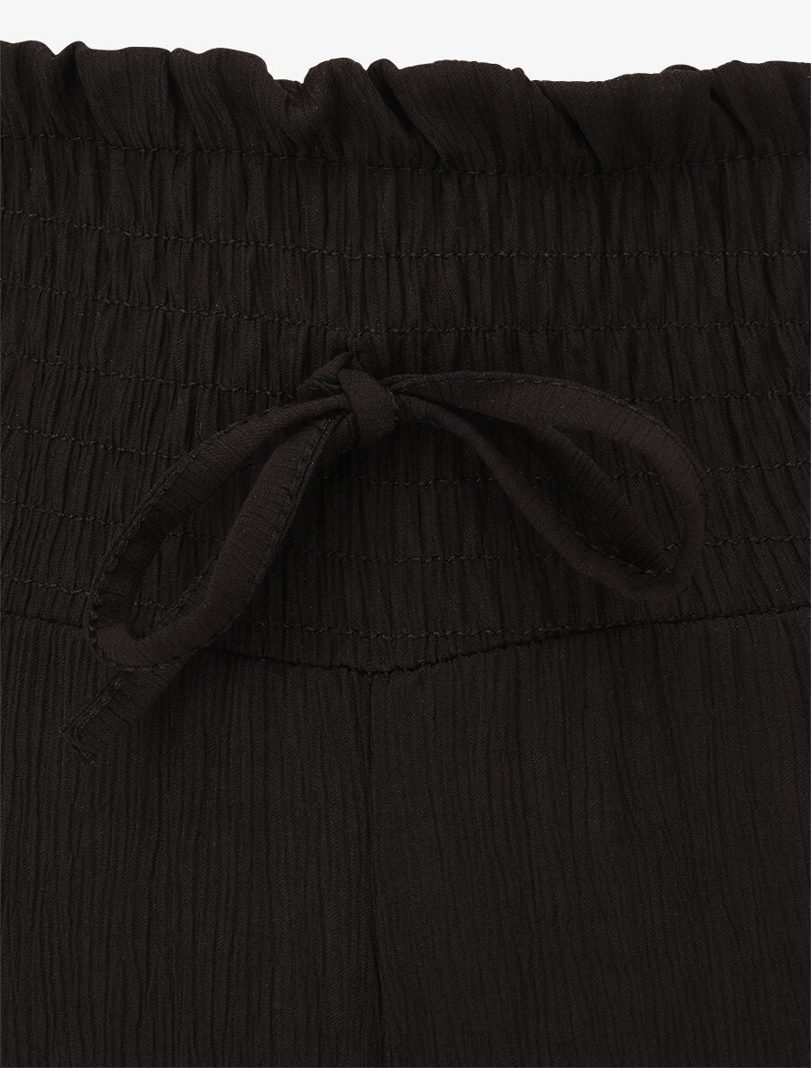 Pantalon fluide et texturé à taille haute - Noir - 3