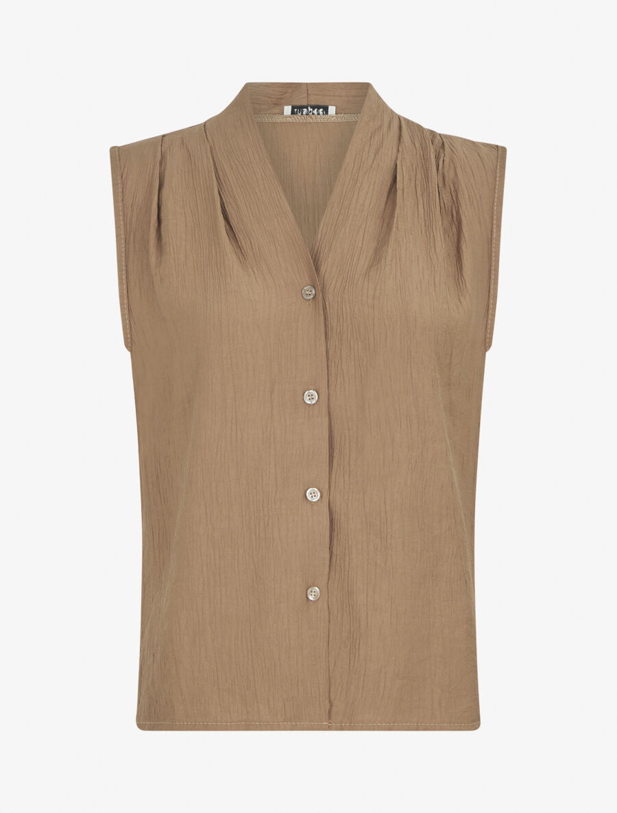 Top texturé sans manches - Camel - 4