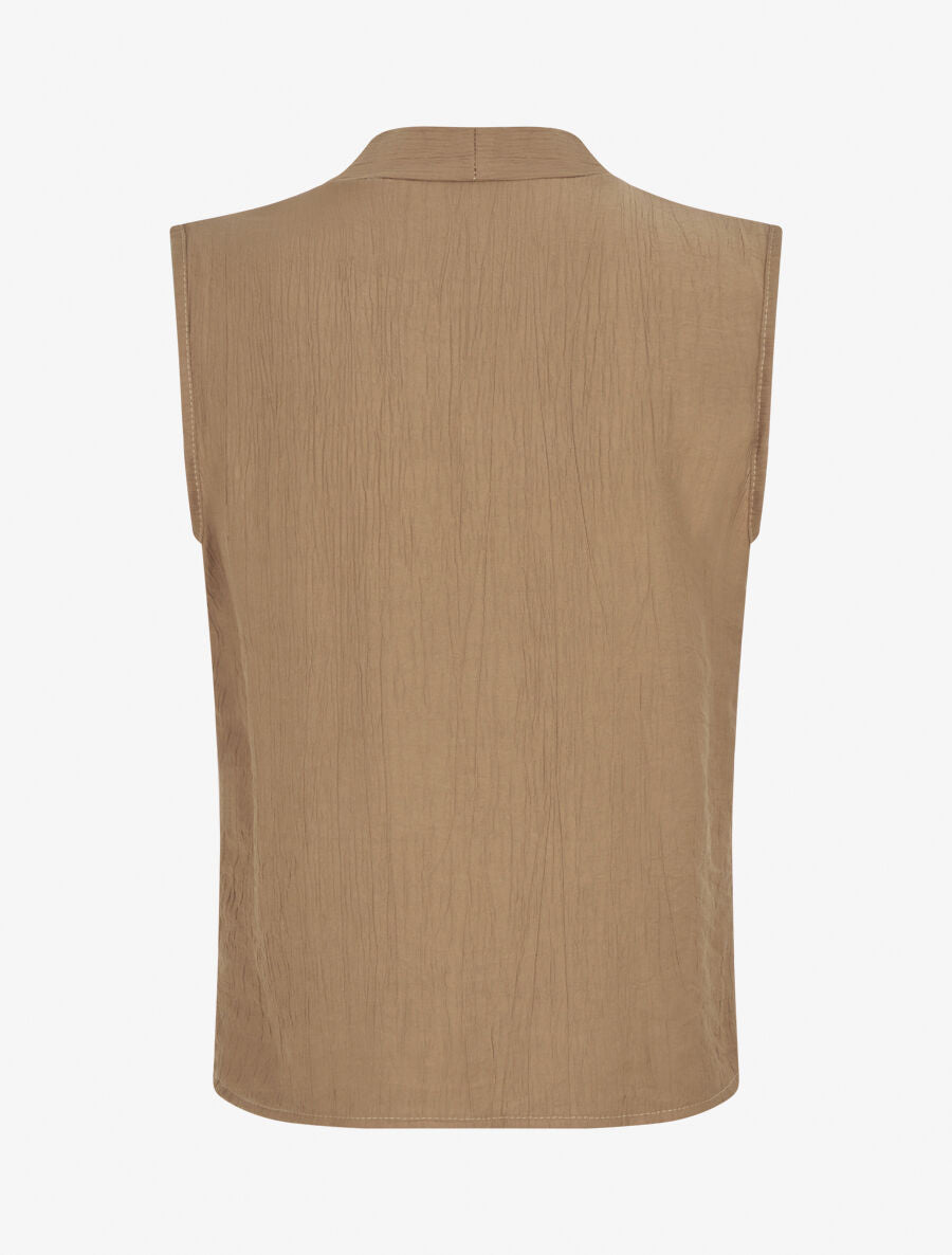 Top texturé sans manches - Camel - 2