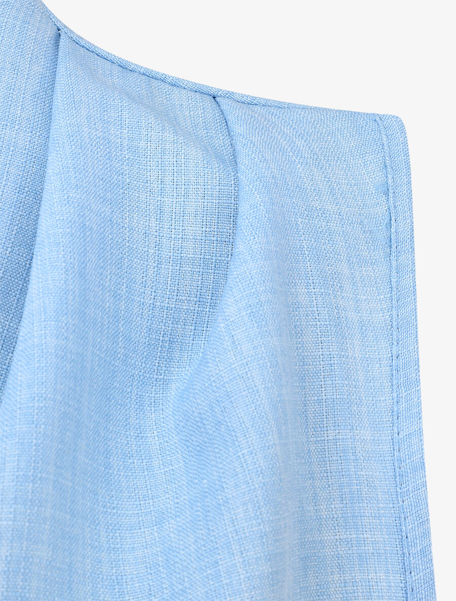 Top uni sans manches boutonné - Bleu - 3