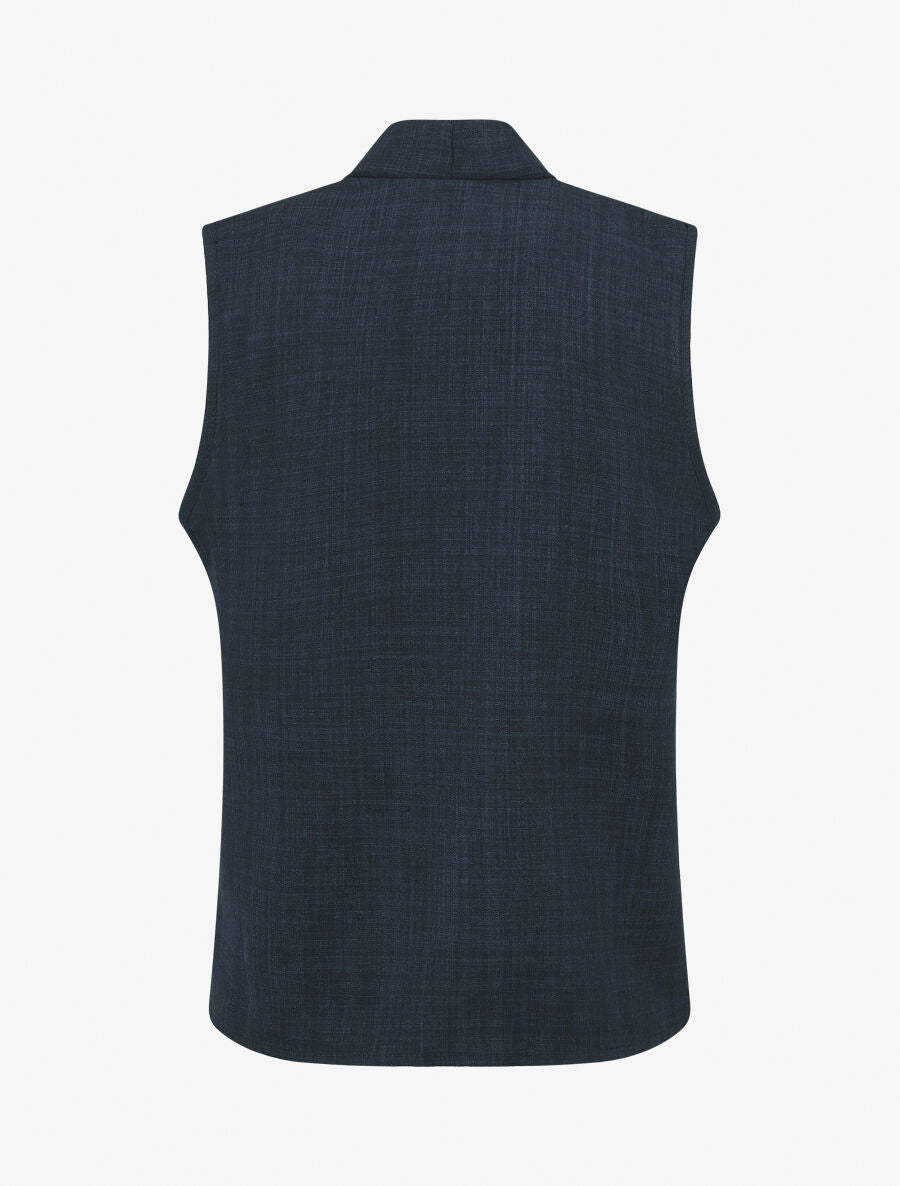 Top uni sans manches boutonné - Marine - 2