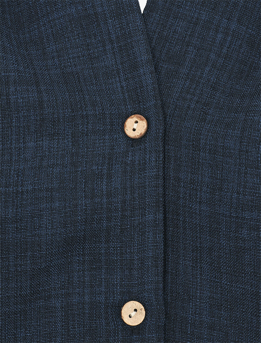 Top uni sans manches boutonné - Marine - 3