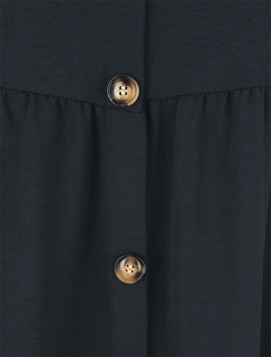 Jupe longue taille haute à boutons - Marine - 3