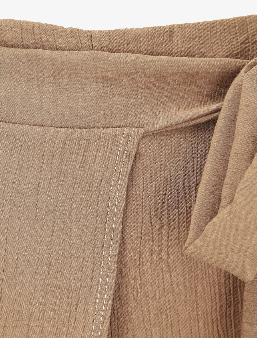 Pantalon texturé à pans - Camel - 3
