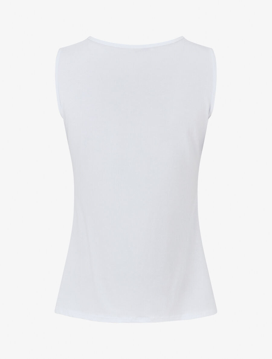 Top droit col rond fantaisie - Blanc - 2