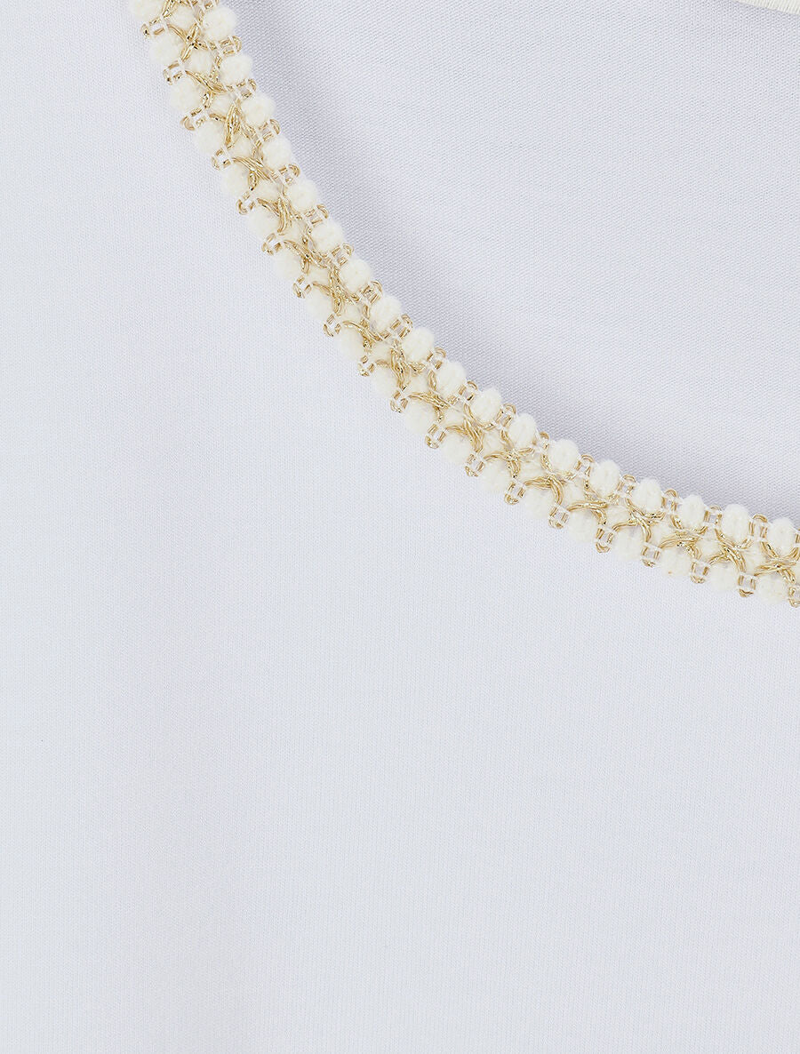 Top droit col rond fantaisie - Blanc - 3