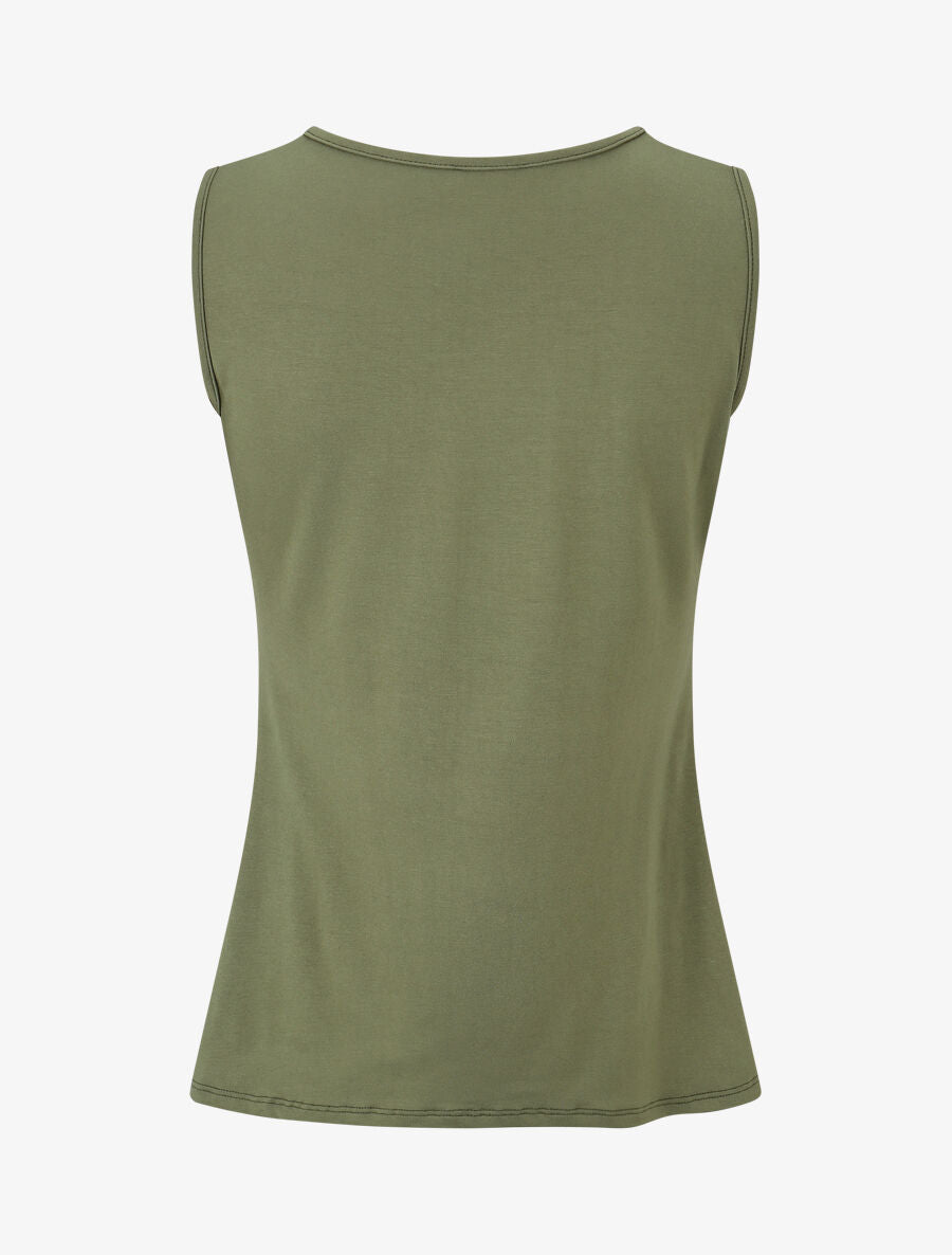 Top droit col rond fantaisie - Kaki - 2