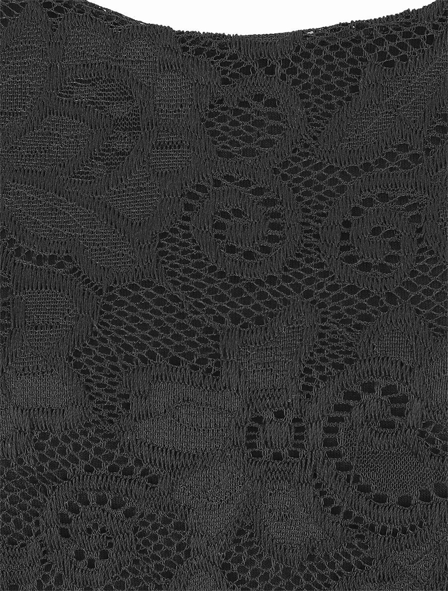 Top uni en dentelle - Noir - 3
