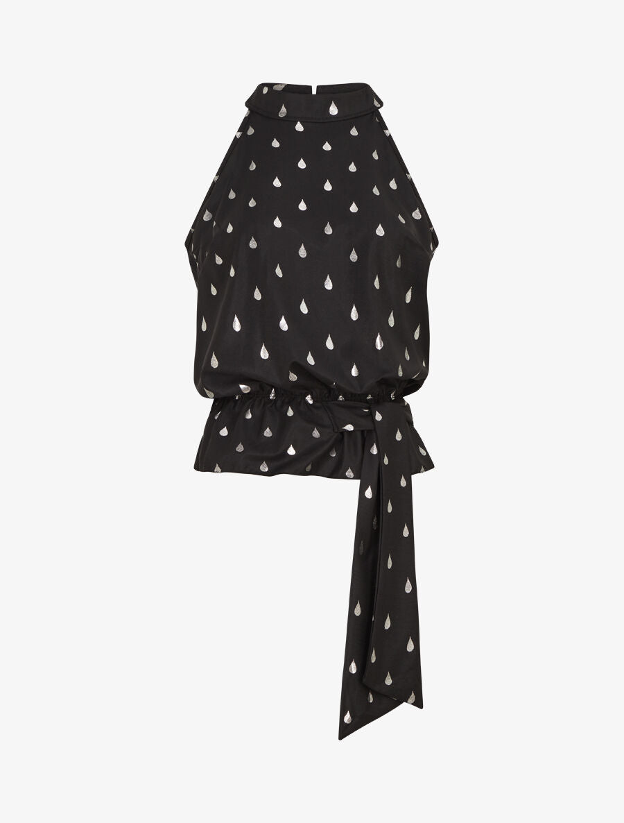 Top droit sans manches flocage gouttes irisées - Noir - 4