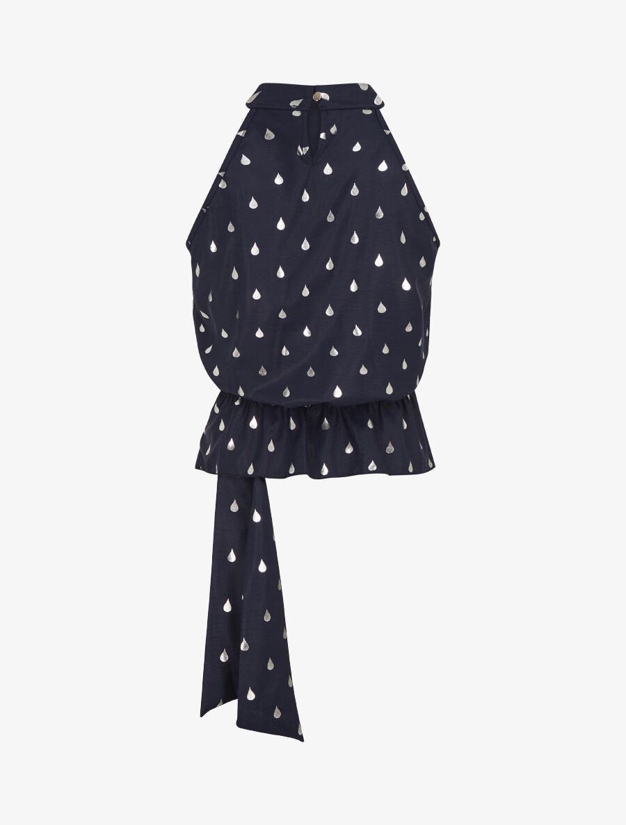 Top droit sans manches flocage gouttes irisées - Marine - 2