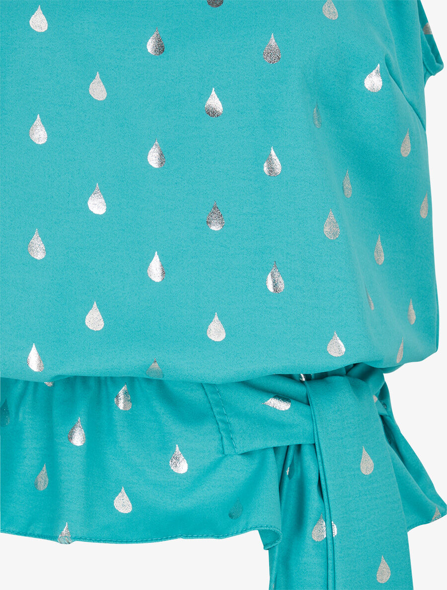 Top droit sans manches flocage gouttes irisées - Turquoise - 3