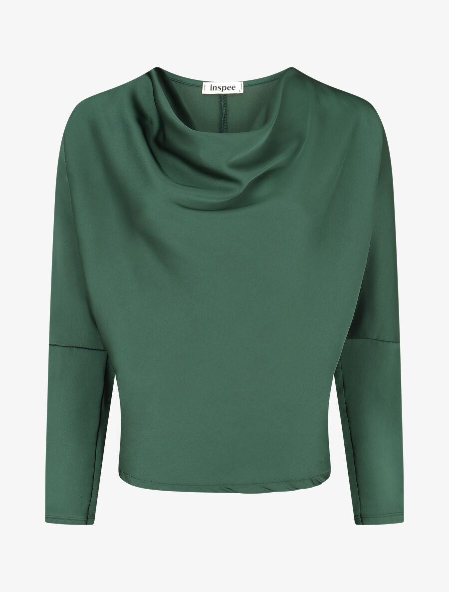 Blouse fluide unie effet satiné - Vert sapin - 4