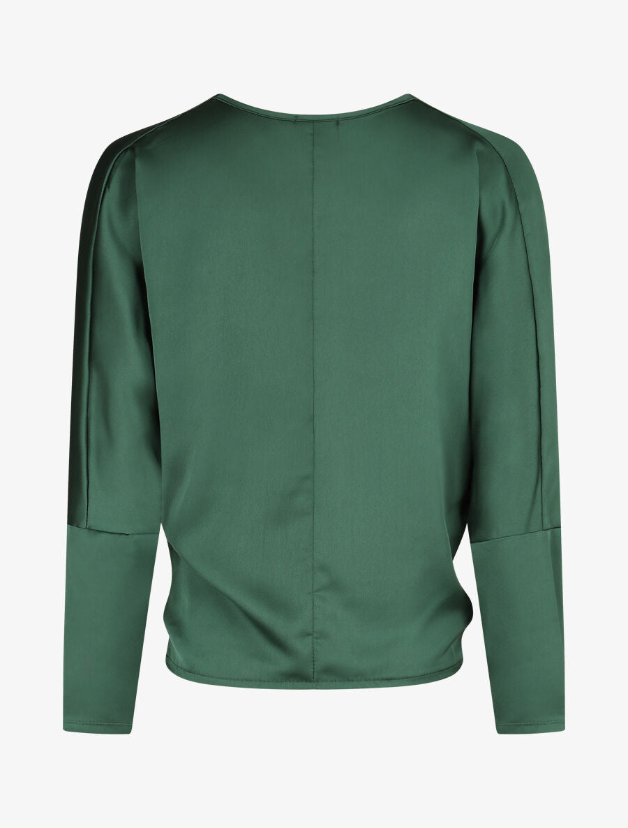 Blouse fluide unie effet satiné - Vert sapin - 2