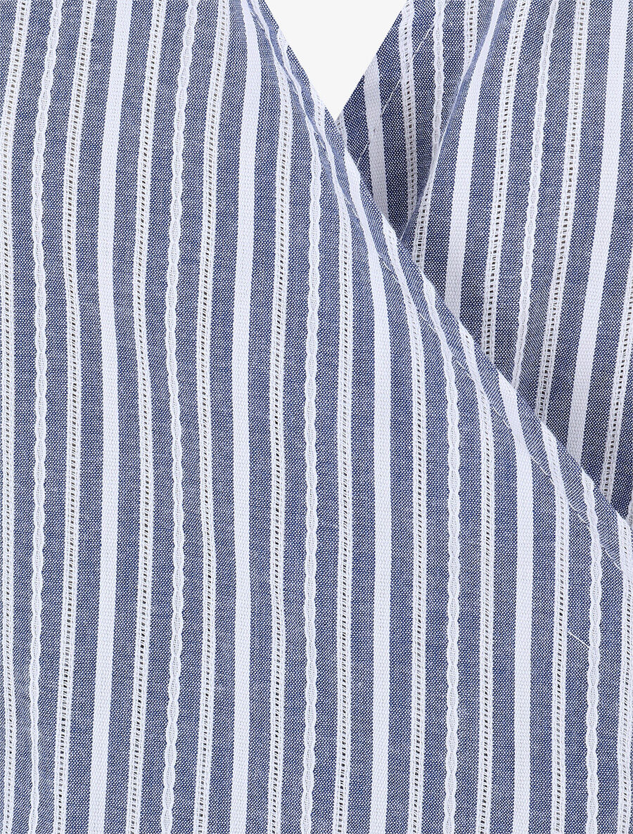 Blouse cache-coeur à rayures - Bleu - 3