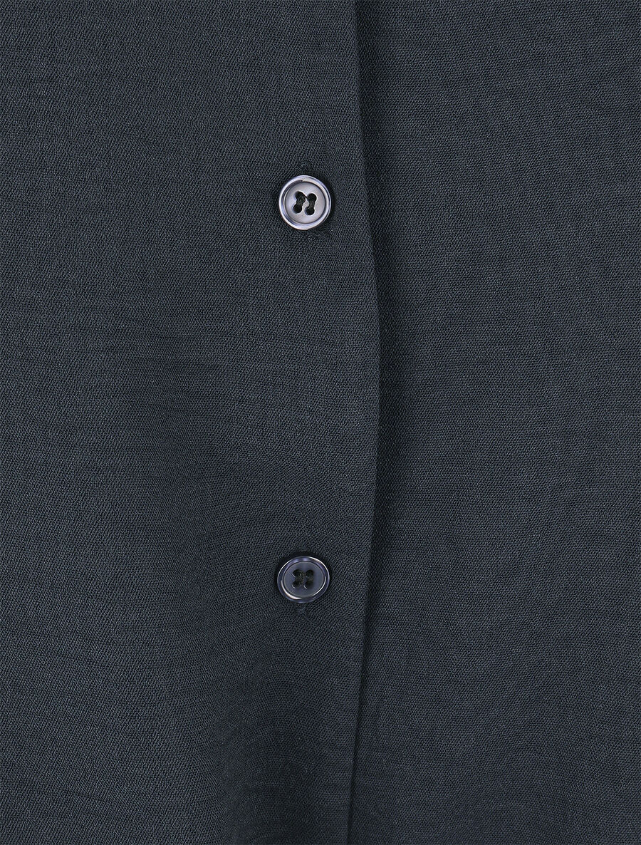 Chemise unie boutonnée - Marine - 3