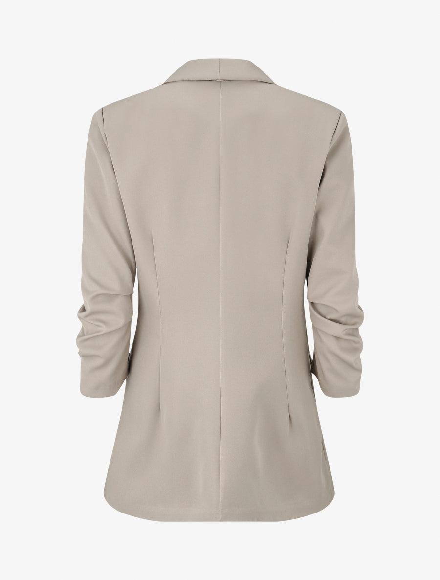 Blazer uni à manches froncées - Beige