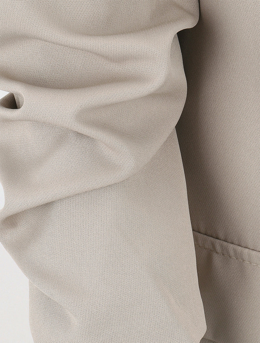 Blazer uni à manches froncées - Beige