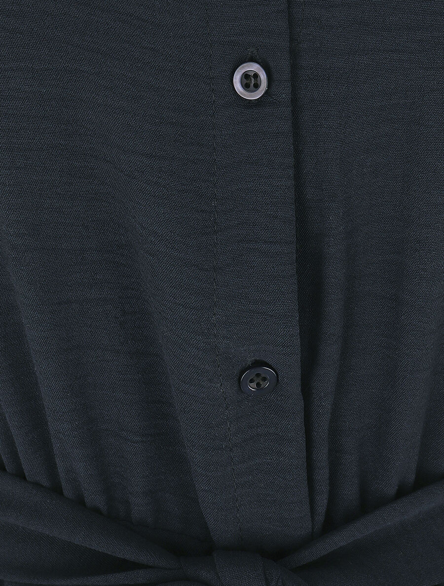 Combinaison droite sans manches style chemise - Marine - 3