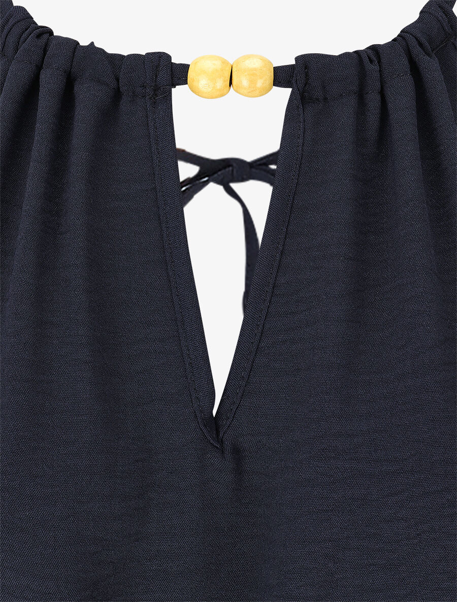 Combinaison ample à liens à nouer - Marine - 3