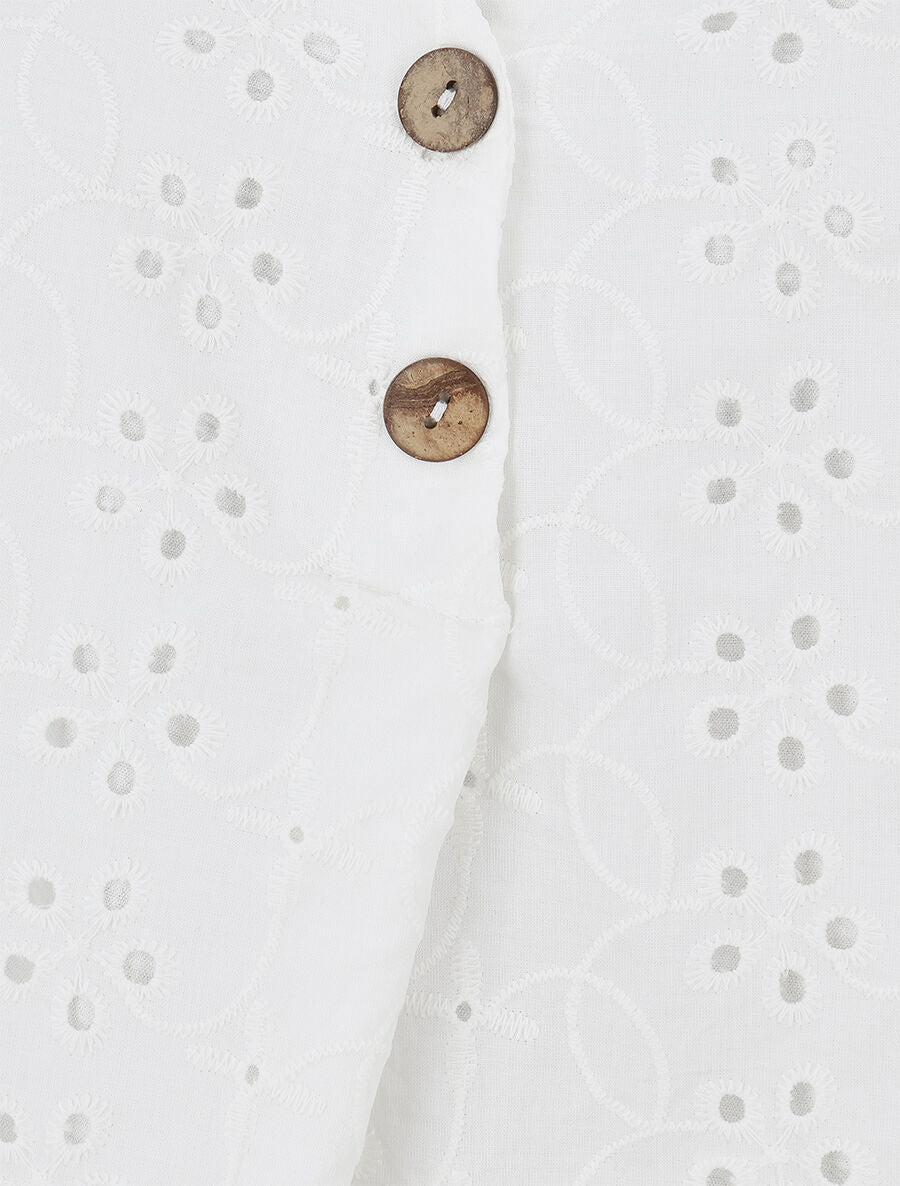 Top uni brodé sans manches - Blanc - 3