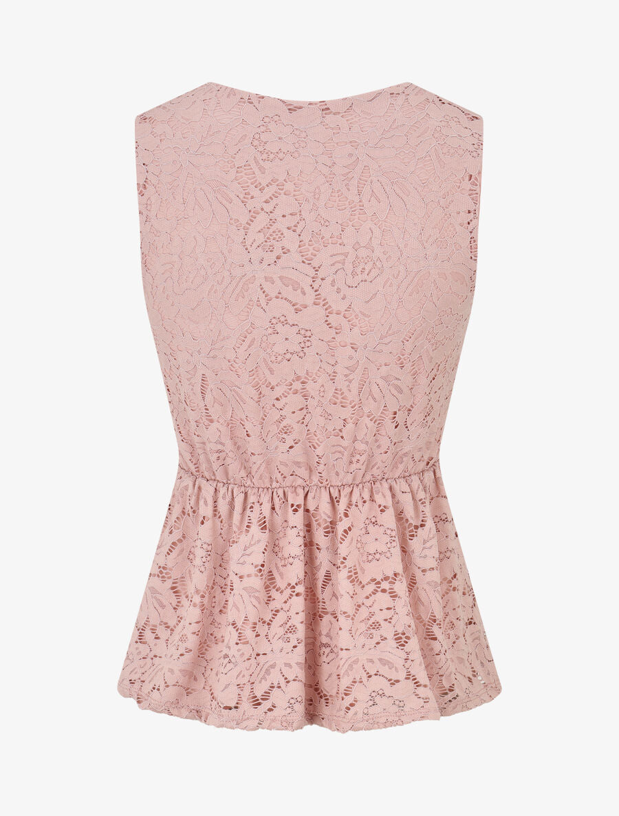 Top ajusté sans manches en dentelle - Rose - 2
