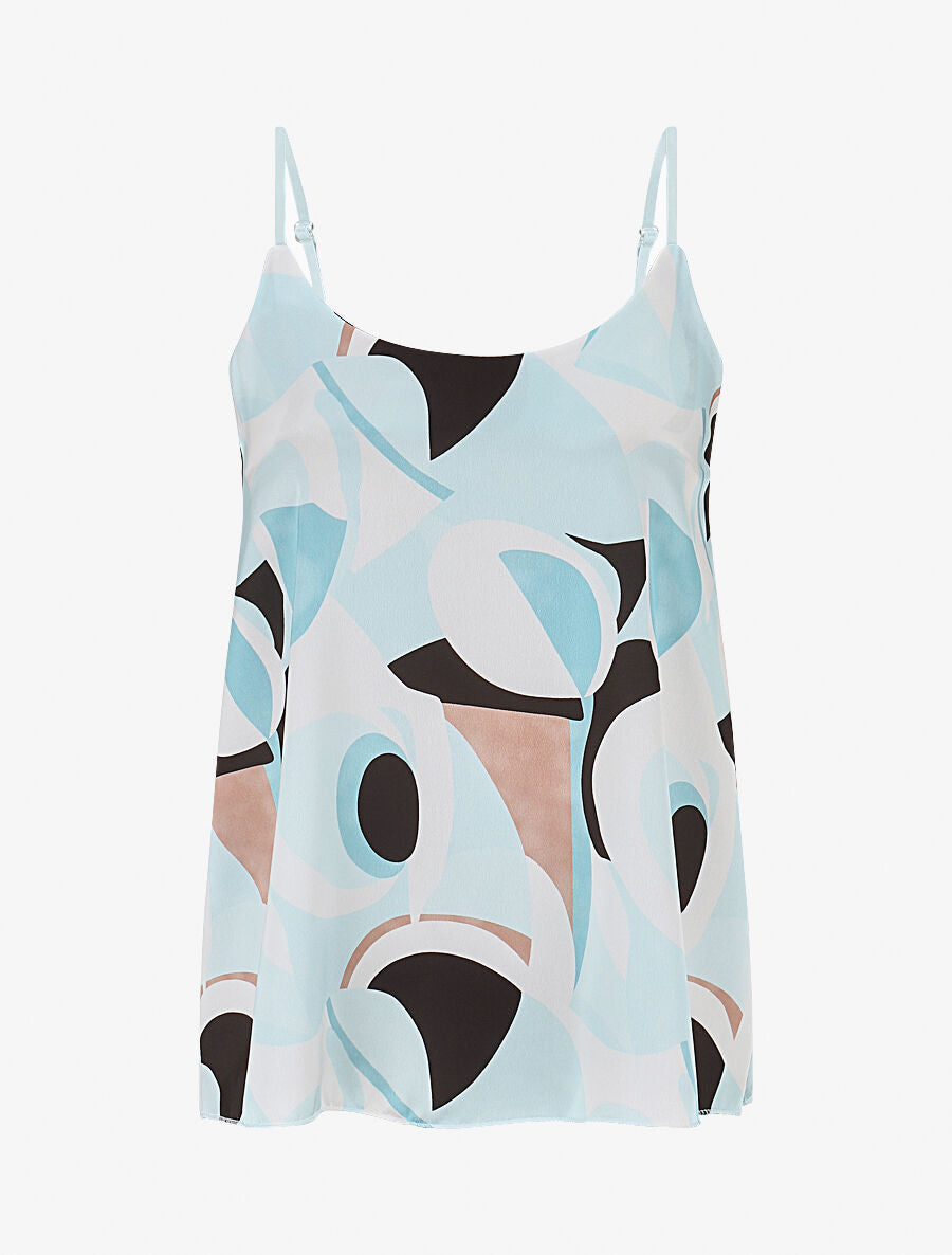 Caraco droit à imprimé abstrait - Turquoise - 1