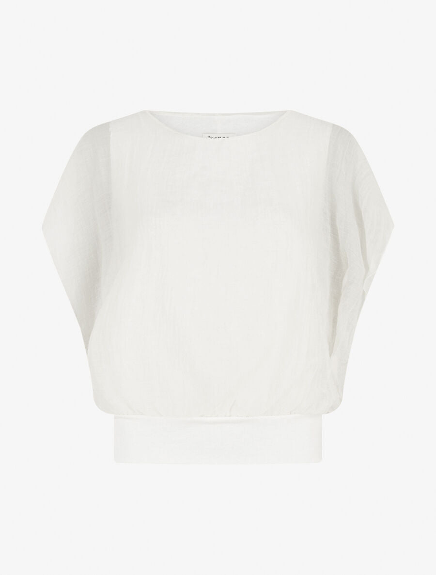 Top droit texturé manches courtes - Blanc - 4
