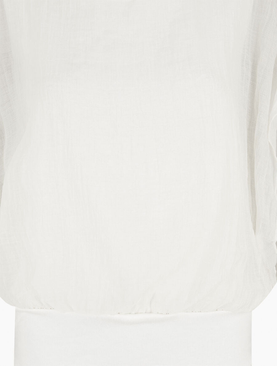 Top droit texturé manches courtes - Blanc - 3