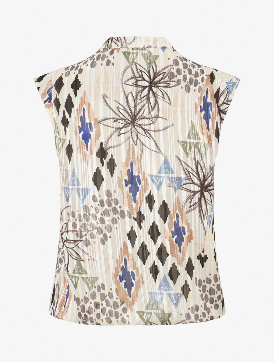 Top sans manches irisé imprimé floral - Noir - 2