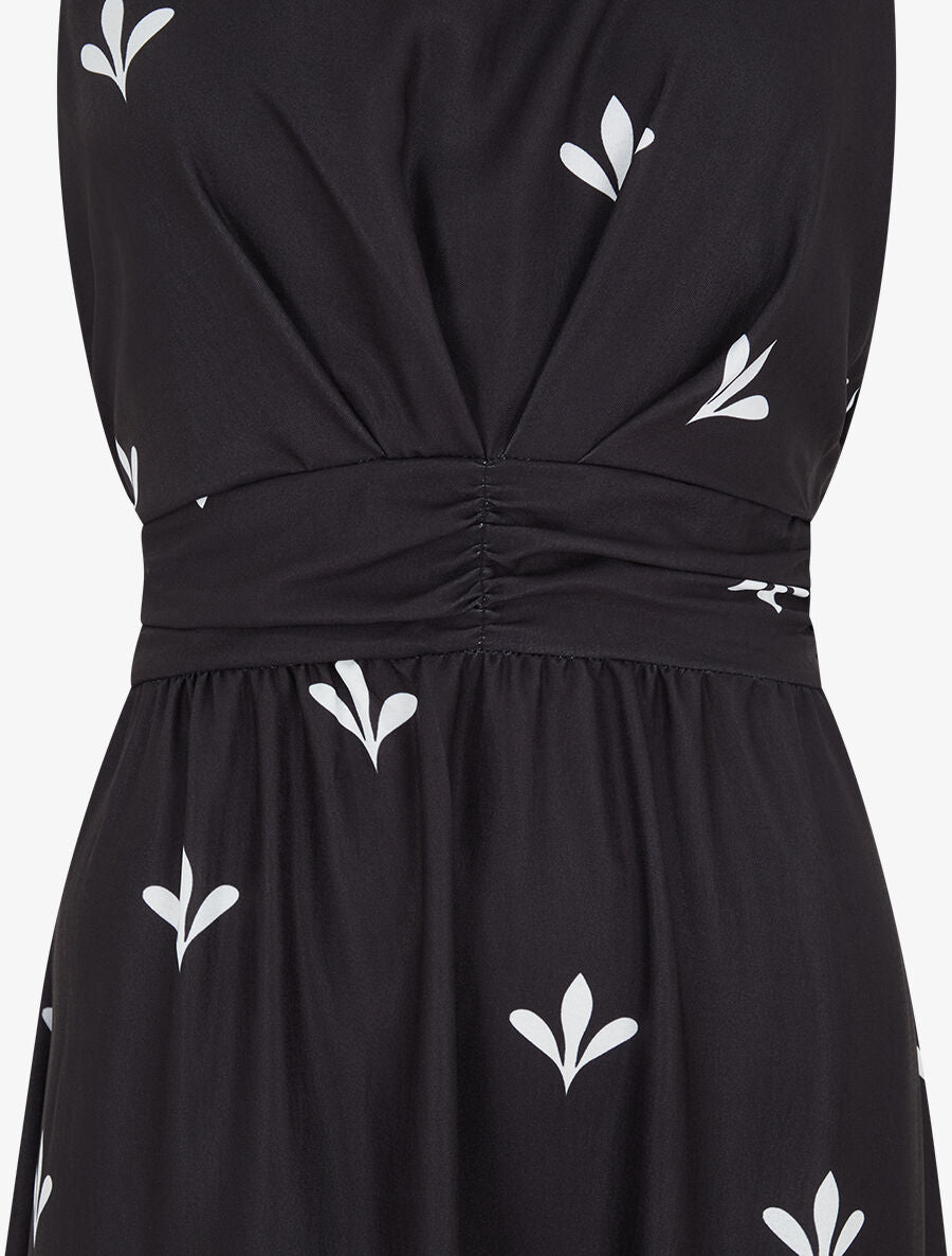 Robe longue sans manches à fleurs style arabesque - Noir - 3