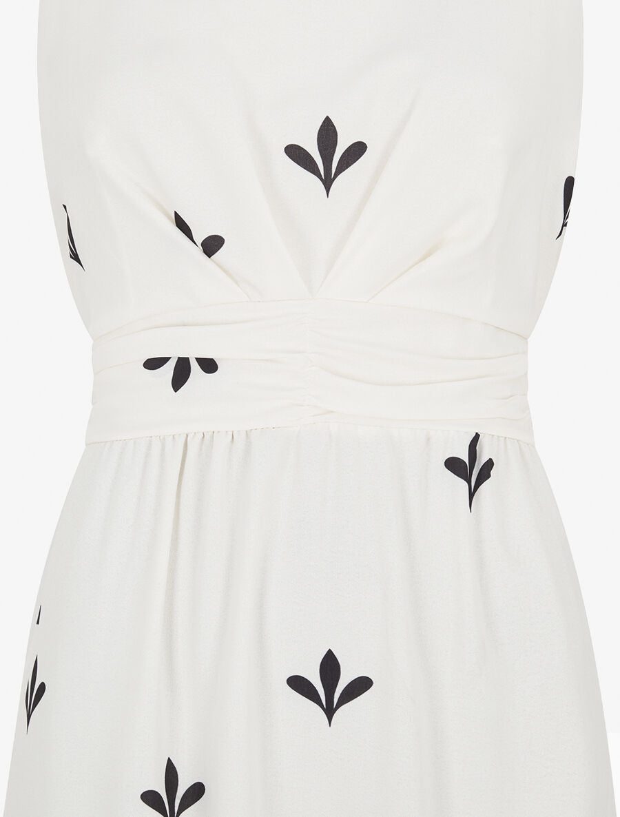 Robe longue sans manches à fleurs style arabesque - Écru - 3