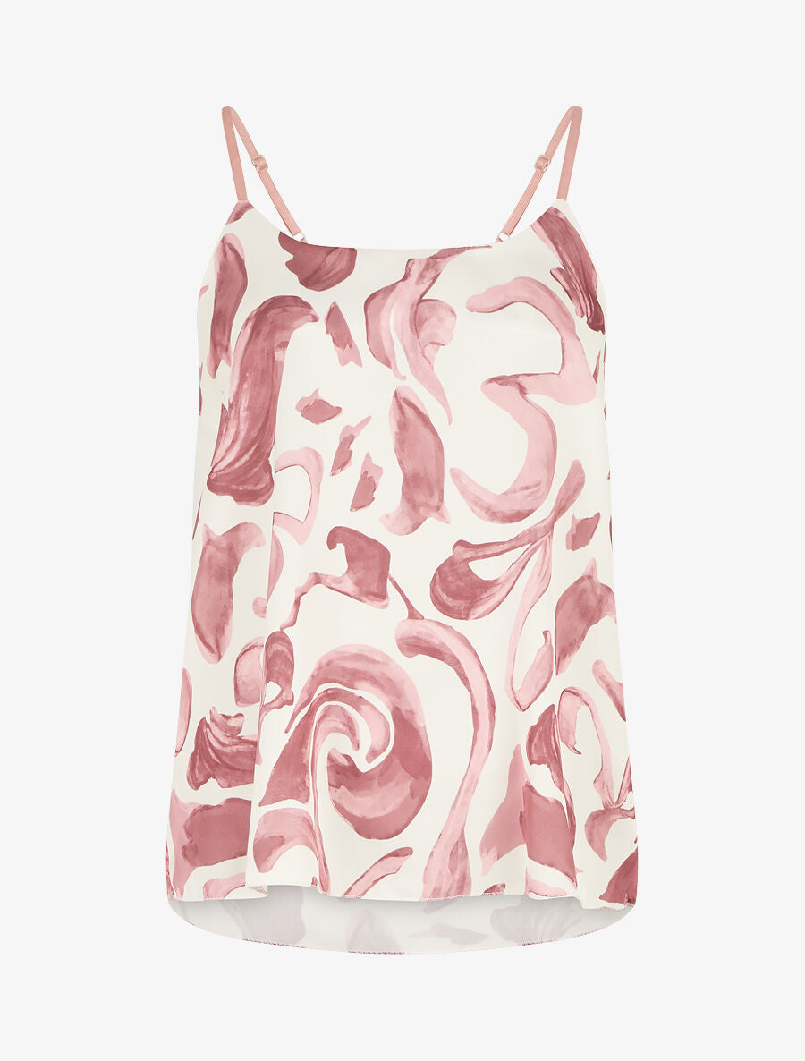 Caraco satiné imprimé fantaisie - Rose - 1