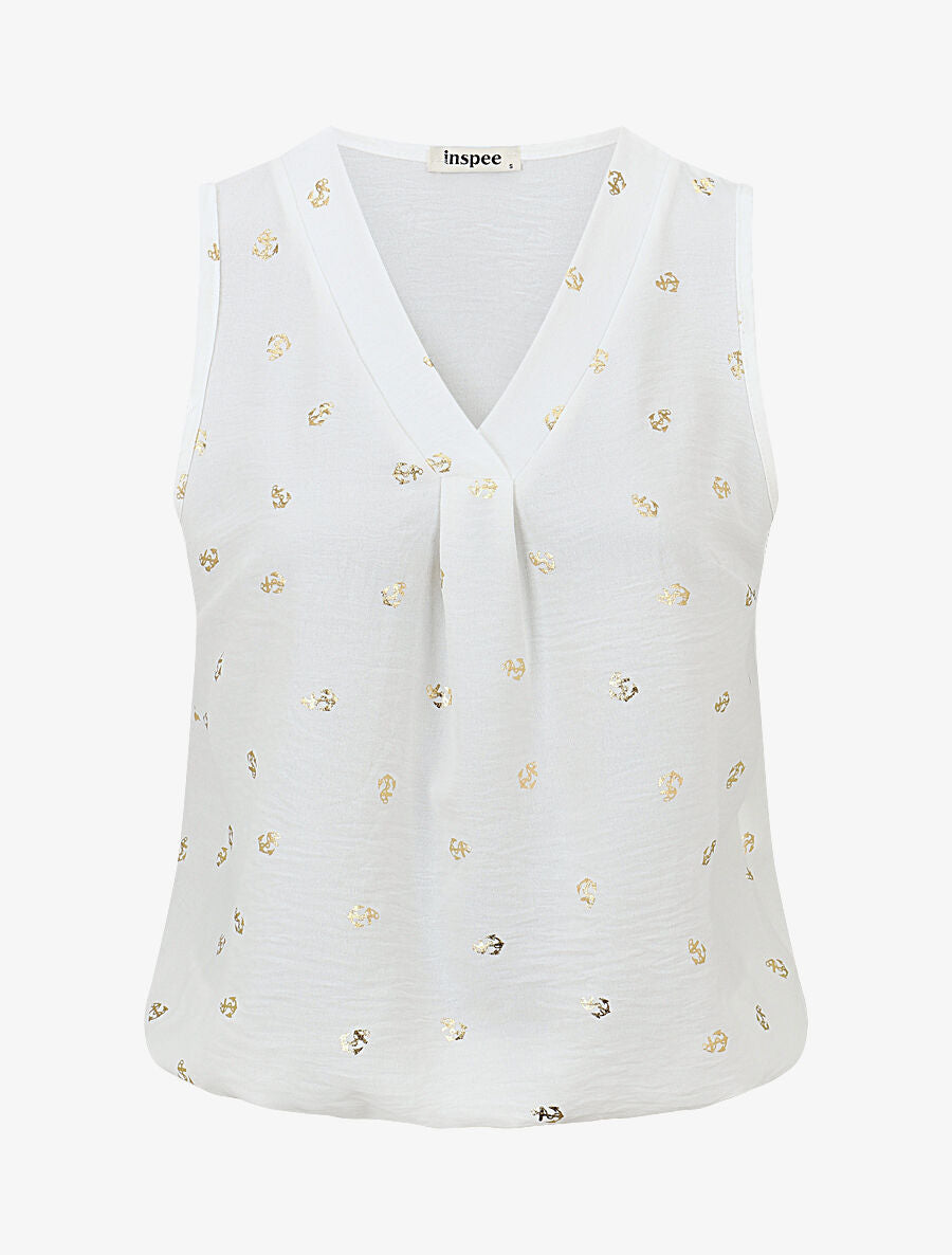 Top uni flocage ancres irisées - Blanc - 4