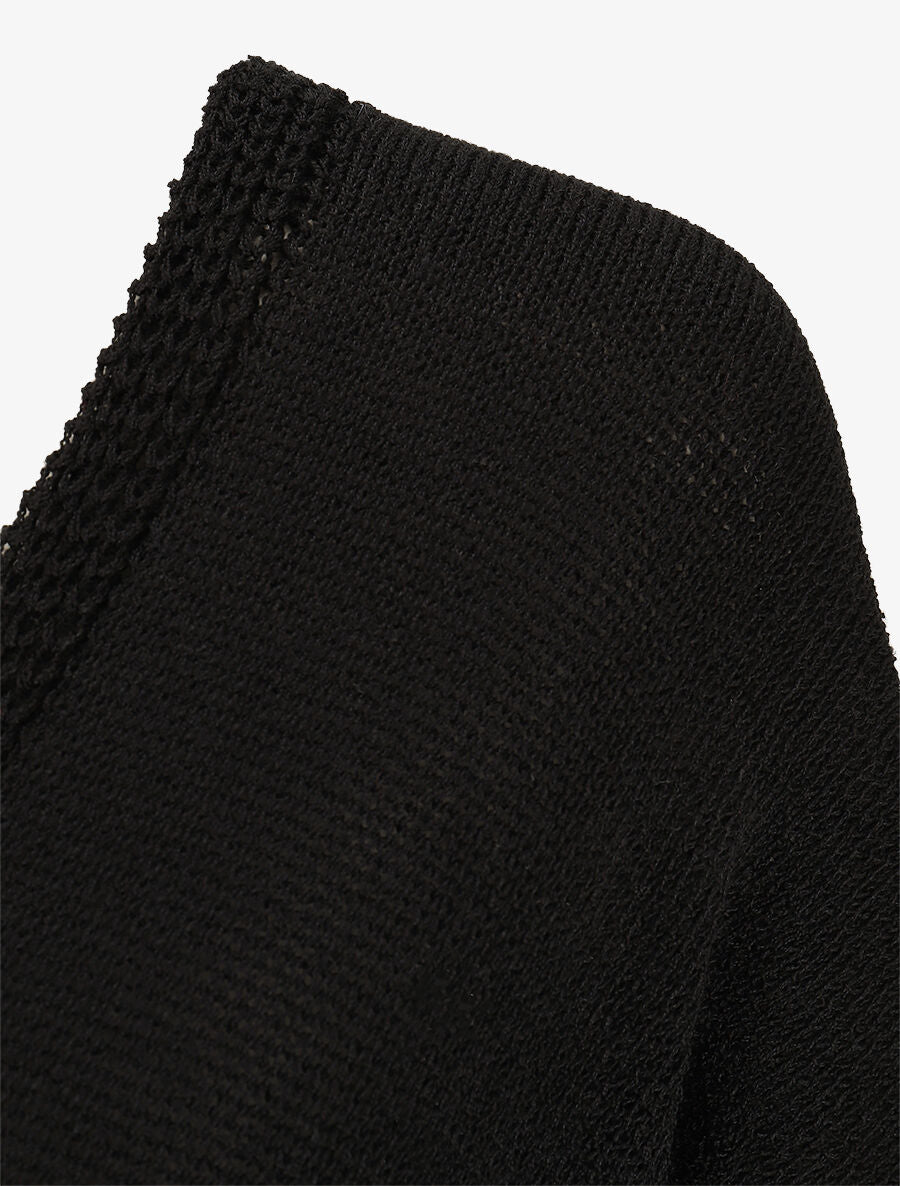 Pull en maille à manches courtes - Noir - 3