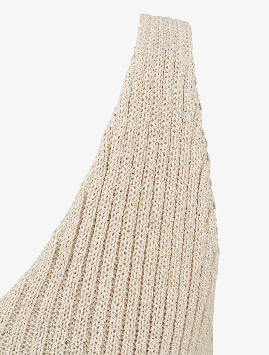 Débardeur côtelé en maille à col V - Beige - 3