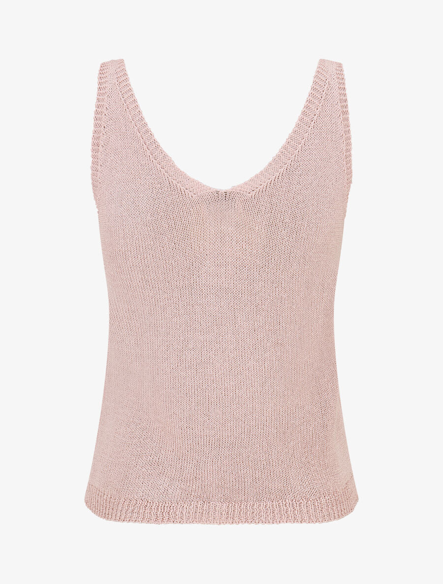 Débardeur en maille à col V - Rose - 2