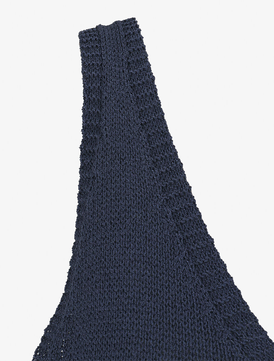 Débardeur en maille à col V - Marine - 3