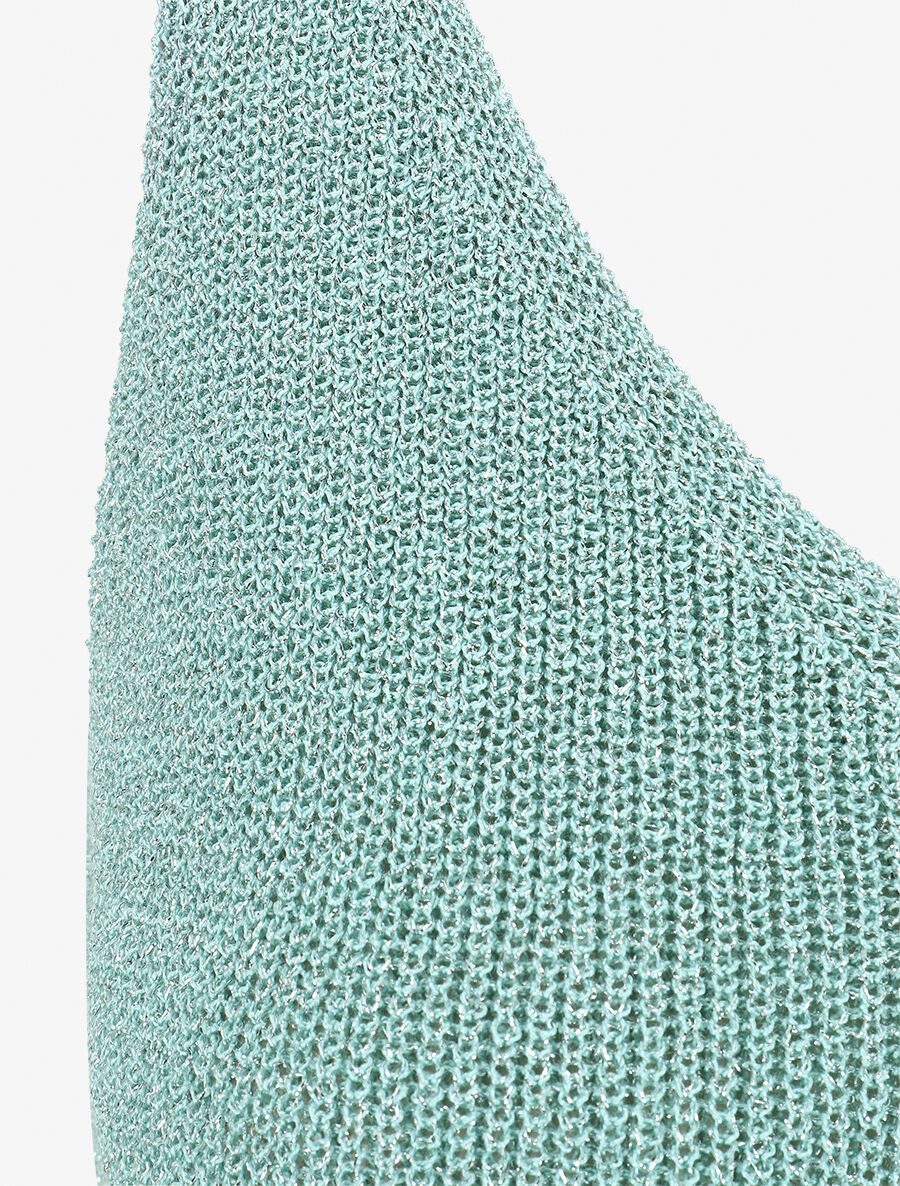 Débardeur côtelé en maille à détail irisé - Turquoise - 3