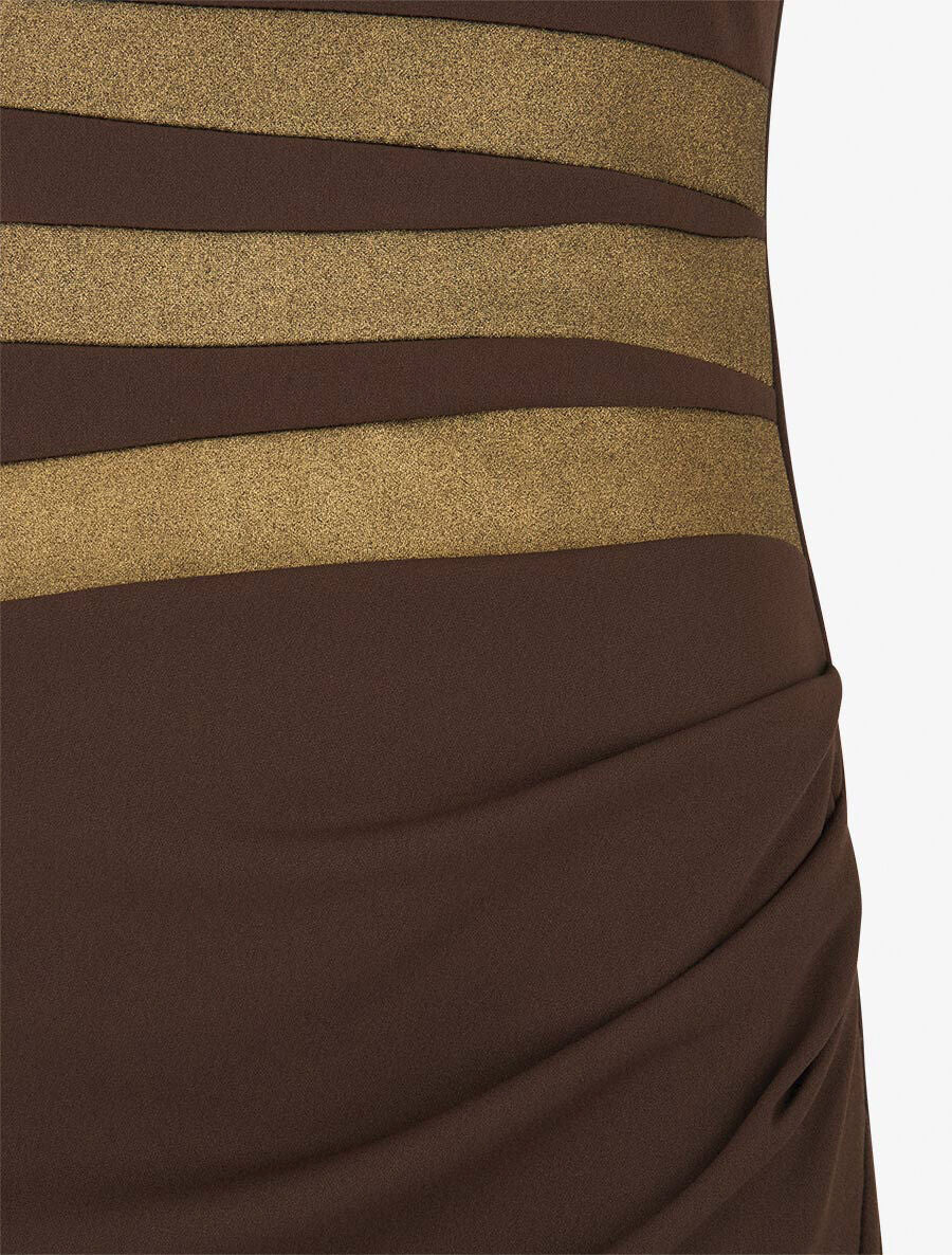 Robe moulante à bandes irisées - Marron - 3