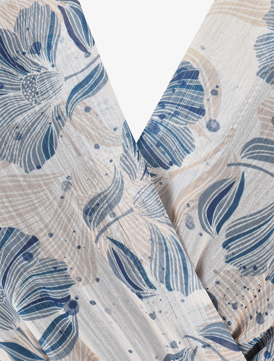 Robe irisée sans manches à imprimé fleurs - Marine - 3
