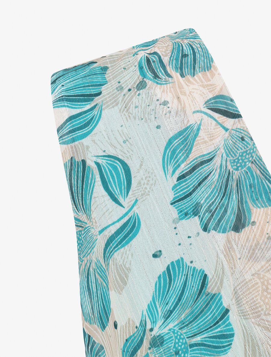 Robe irisée sans manches à imprimé fleurs - Turquoise - 3