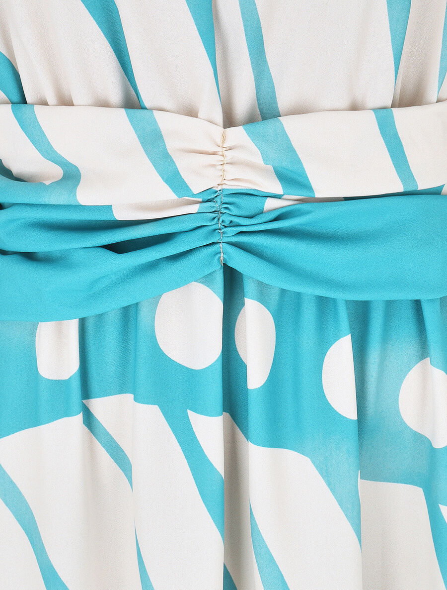 Robe longue élastiquée imprimé fantaisie - Turquoise - 3