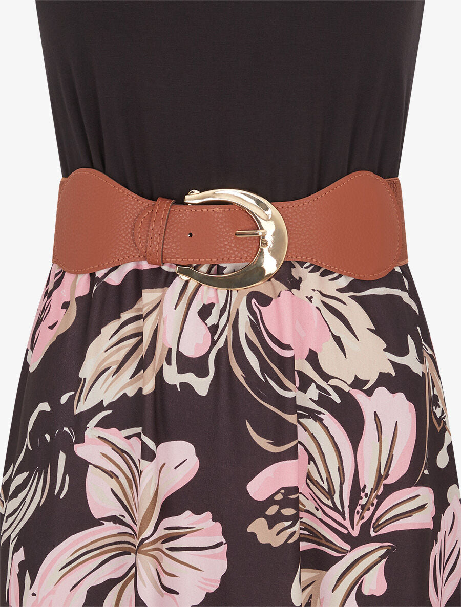 Robe longue à bretelles brodées imprimé floral - Noir - 3